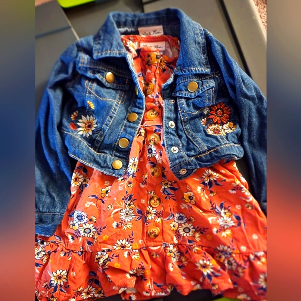 Toddler girls dress size 2t with Jean jacket